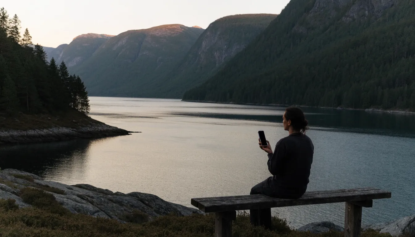 En person sitter ved en norsk fjord og tenker over valg